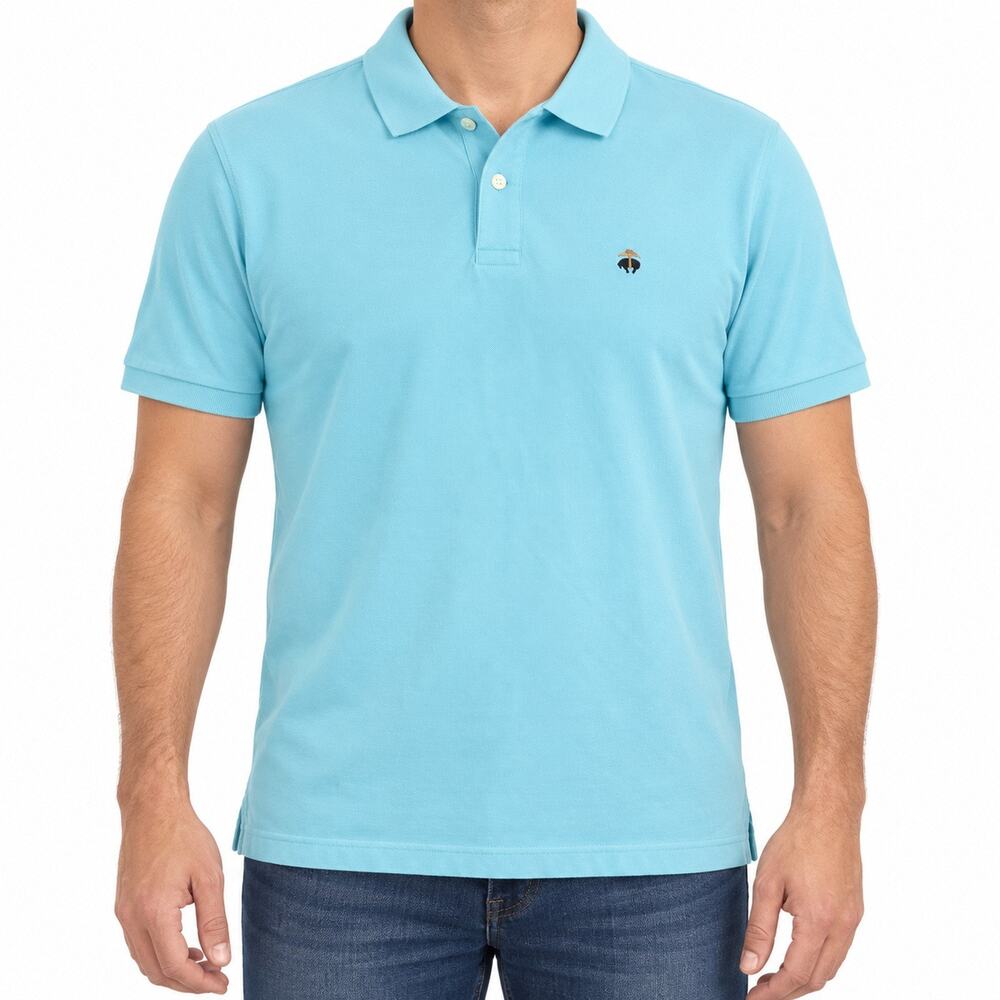 Brooks Brothers Performance Polo Shirt Mens L Blue 100% Cotton Short Sleeve